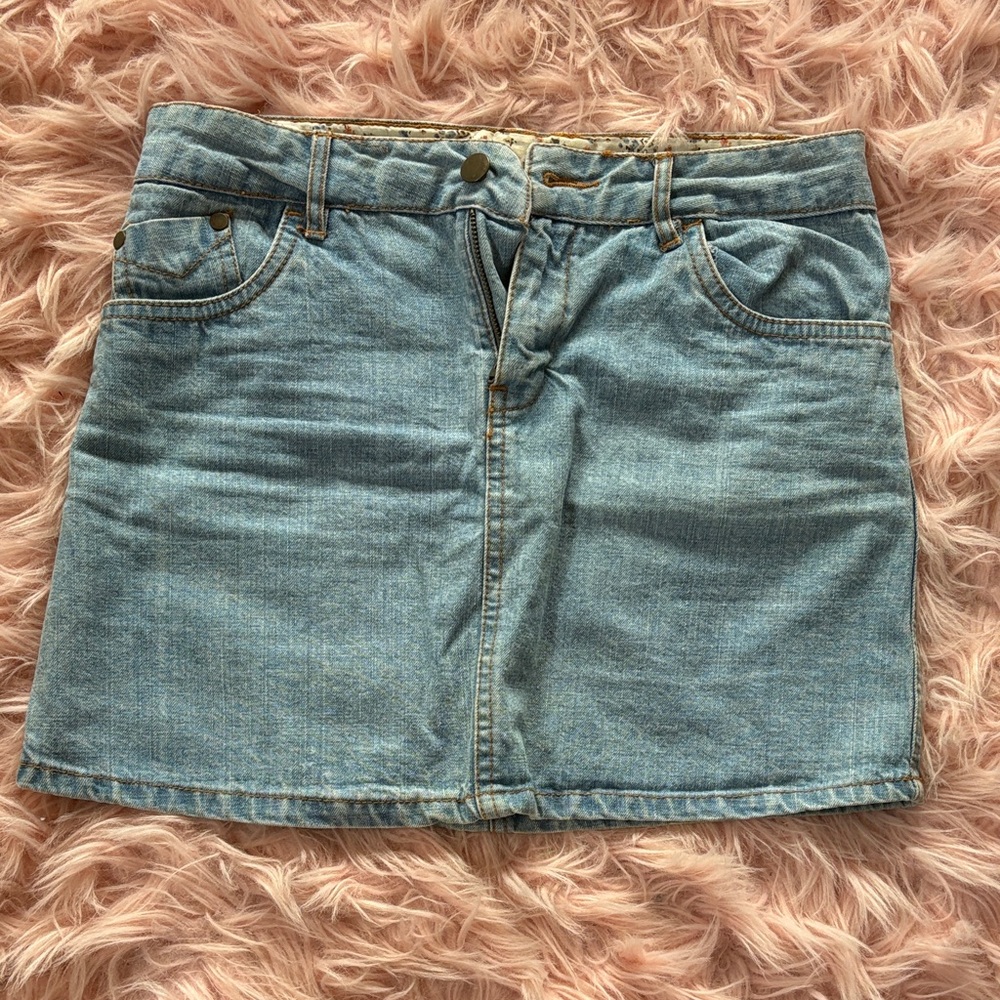 Casual Light Blue Denim Mini Skirt